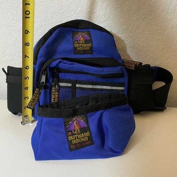 Outward Hound Pet Travel Gear Blue Black Backpack Style Fanny Pack & Water Bowl - Picture 9 of 9